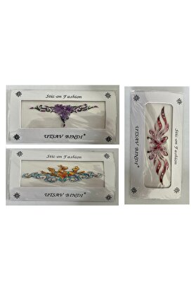 Ai̇rbrush Tattoo Taşlı Yapıştırma Dövme 3 Adet Bi̇rden Set2