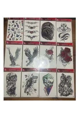 Ai̇rbrush Tattoo 12 Adet Büyük Boy Yapıştırma Geçi̇ci̇ Dövme Seti̇ Seri̇4