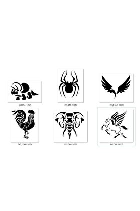 Ai̇rbrush Tattoo Di̇nazor Horoz Geçi̇ci̇ Dövme Şablonu Seti̇ Sadece Desen