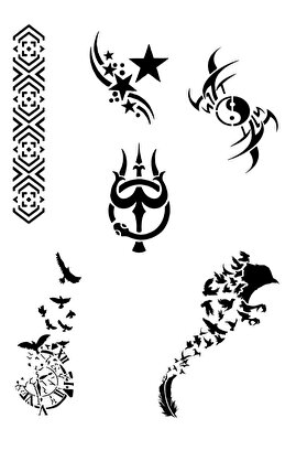 Ai̇rbrush Tattoo Kuş Ve Kol Geçi̇ci̇ Dövme Kalıpları Sadece Desen