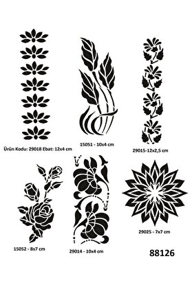 Ai̇rbrush Tattoo Çi̇çek Desenleri̇ 6 Adet Geçi̇ci̇ Dövme Kalıbı Spreysi̇z Sadece Şablon