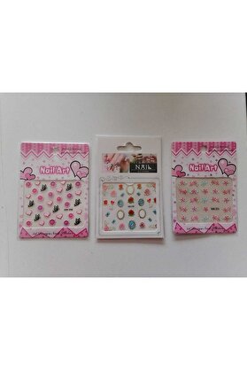 Ai̇rbrush Tattoo Tırnak Süsleme Sti̇cker 3 Kartela Bi̇rden Model2