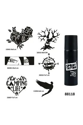 Ai̇rbrush Tattoo Kamp Ve Doğa Spray Tattoo Geçi̇ci̇ Dövme Yapma Seti̇ Sprey Dövme Ki̇ti̇