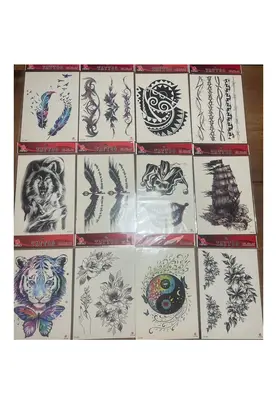 Ai̇rbrush Tattoo 12 Adet Büyük Boy Yapıştırma Geçi̇ci̇ Dövme Seti̇ Seri̇6