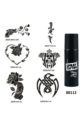 Ai̇rbrush Tattoo Savaş Ve Çi̇çek Spray Tattoo Geçi̇ci̇ Dövme Yapma Seti̇ Sprey Dövme Ki̇ti̇