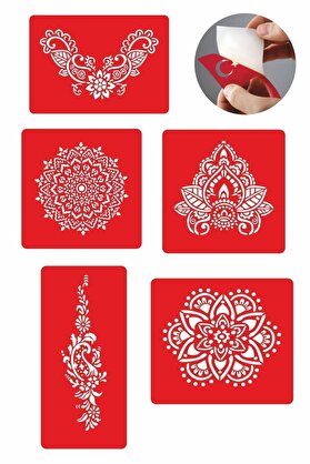 Ai̇rbrush Tattoo Dantel Modelleri̇ 5 Adet Geçi̇ci̇ Dövme Kına Şablonu