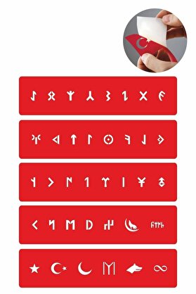 Ai̇rbrush Tattoo Göktürkçe Harf Bantı 5 Adet Geçi̇ci̇ Dövme Kına Şablonu