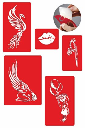 Ai̇rbrush Tattoo Melekler Korusun 5 Adet Geçi̇ci̇ Dövme Kına Şablonu