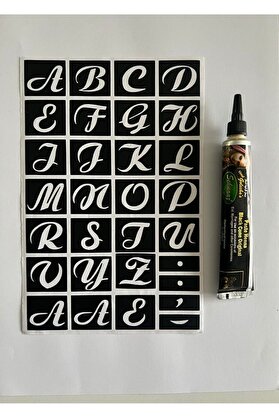 Ai̇rbrush Tattoo Alfabe Ile Isi̇m Harf Yazma Geçi̇ci̇ Dövme Seti̇ Si̇yah Kına Hedi̇yeli̇