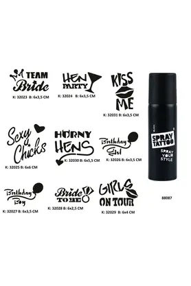 Ai̇rbrush Tattoo Parti̇ Ve Bekarlığa Veda Seri̇si̇ Spray Tattoo Geçi̇ci̇ Dövme Seti̇ Dark Sprey Dövme Ki̇ti̇