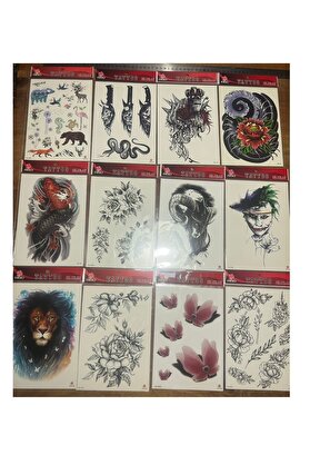 Ai̇rbrush Tattoo 12 Adet Büyük Boy Yapıştırma Geçi̇ci̇ Dövme Seti̇ Seri̇9