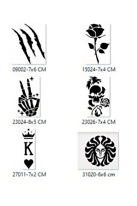 Ai̇rbrush Tattoo İskelet Zafer Geçi̇ci̇ Dövme Şablonu Seti̇ Sadece Desen