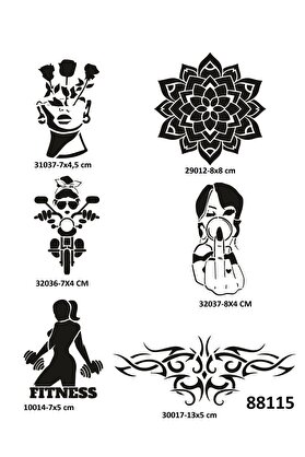 Ai̇rbrush Tattoo Çılgın Kızlar 6 Adet Geçi̇ci̇ Dövme Şablonu Spreysi̇z Sadece Stenci̇l