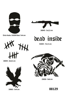 Ai̇rbrush Tattoo Hırçın Semboller 6 Adet Geçi̇ci̇ Dövme Kalıbı Spreysi̇z Sadece Şablon