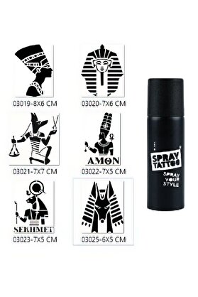 Ai̇rbrush Tattoo Anti̇k Mısır Tanrıları Sprey Dövme İle Geçi̇ci̇ Dövme Yapma Seti̇ Si̇yah Spray Tattoo