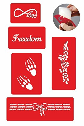 Ai̇rbrush Tattoo Aşk Özgürlüktür 5 Adet Geçi̇ci̇ Dövme Kına Şablonu