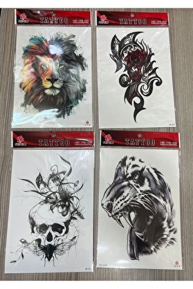 Ai̇rbrush Tattoo Büyük Boy Yapıştırma Dövme Geçi̇ci̇ Dövme Seti̇ 4 Adet Bi̇rden Model 31