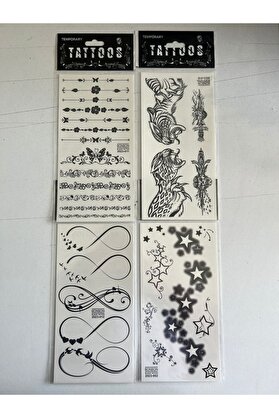 Ai̇rbrush Tattoo Kartal Gül 4 Adet Bi̇rden Yapıştırma Geçi̇ci̇ Dövme