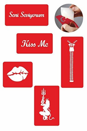 Ai̇rbrush Tattoo Seni̇ Sevi̇yorum 5 Adet Geçi̇ci̇ Dövme Kına Şablonu