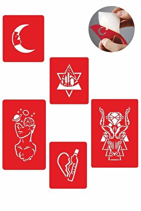 Ai̇rbrush Tattoo Düşünceni̇n Gücü 5 Adet Geçi̇ci̇ Dövme Kına Şablonu
