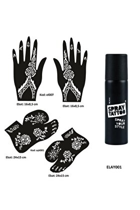 Ai̇rbrush Tattoo Çi̇çek Model El Ayak Geçi̇ci̇ Dövme Seti̇ Spray Tattoo Dark Si̇yah Renk