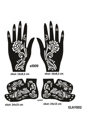 Ai̇rbrush Tattoo Gül Model El Ve Ayak Kına Kalıpları 4 Lü Paket Sadece Kalıp