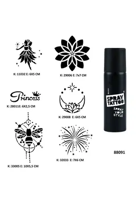 Ai̇rbrush Tattoo Mandala Ve Peri̇ Spray Tattoo Geçi̇ci̇ Dövme Seti̇ Dark Si̇yah Sprey