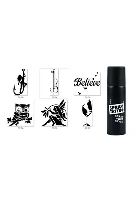 Ai̇rbrush Tattoo Aşkın Büyüsü Spray Tattoo Geçi̇ci̇ Dövme Yapma Seti̇ Si̇yah Sprey Dövme