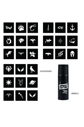 Ai̇rbrush Tattoo Mi̇ni̇mal 27 Desen Ve Spray Tattoo Geçi̇ci̇ Sprey Dövme Seti̇