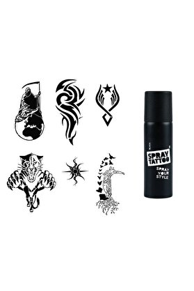 Ai̇rbrush Tattoo Tri̇bal Felsefi̇k Spray Tattoo Geçi̇ci̇ Dövme Seti̇ Dark Si̇yah Sprey