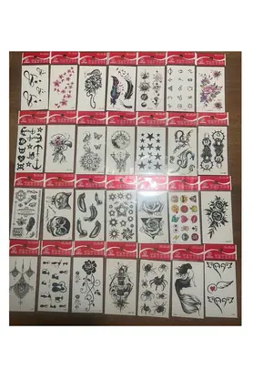 Ai̇rbrush Tattoo 30 Adet Bi̇rden Mi̇ni̇mal Yapıştırma Geçi̇ci̇ Dövme Seti̇ Seri̇10