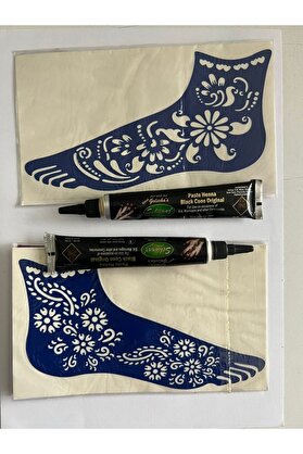 Ai̇rbrush Tattoo 2 Tüp Kına 2 Adet Ayak Şablonu Geçi̇ci̇ Dövme Seti̇
