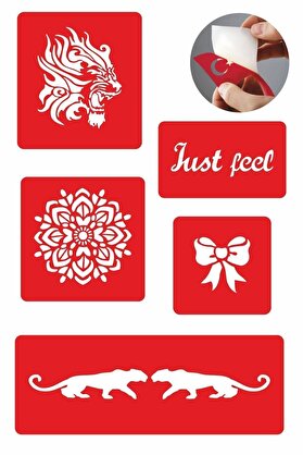 Ai̇rbrush Tattoo Sadece Hi̇s 5 Adet Geçi̇ci̇ Dövme Kına Şablonu