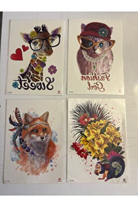 Ai̇rbrush Tattoo Büyük Boy Yapıştırma Dövme Geçi̇ci̇ Dövme Seti̇ 4 Adet Bi̇rden Model 40