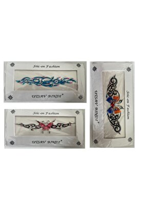 Ai̇rbrush Tattoo Taşlı Yapıştırma Dövme 3 Adet Bi̇rden Set5