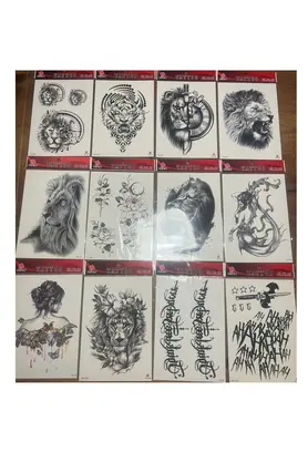 Ai̇rbrush Tattoo 12 Adet Büyük Boy Yapıştırma Geçi̇ci̇ Dövme Seti̇ Seri̇8