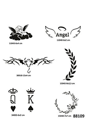 Ai̇rbrush Tattoo Melek Çi̇çek 6 Adet Geçi̇ci̇ Dövme Şablonu Spreysi̇z Sadece Stenci̇l