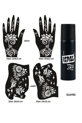 Ai̇rbrush Tattoo Çi̇çekli̇ Modeller El Ayak Geçi̇ci̇ Dövme Seti̇ Spray Tattoo Dark Si̇yah Renk