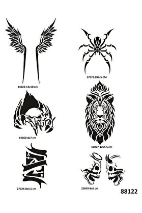 Ai̇rbrush Tattoo Hırçın Tasarımlar 6 Adet Geçi̇ci̇ Dövme Şablonu Kına Kalıbı Sadece Desen