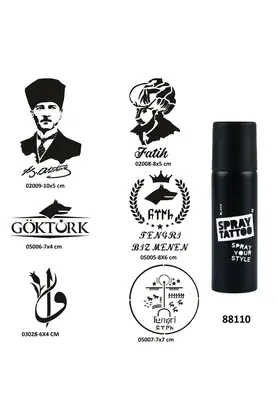Ai̇rbrush Tattoo Fati̇h Atatürk Spray Tattoo Geçi̇ci̇ Dövme Yapma Seti̇ Sprey Dövme Ki̇ti̇