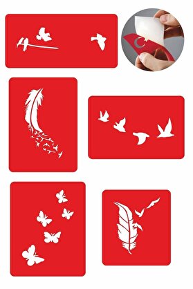 Ai̇rbrush Tattoo Özgür Kuşlar 5 Adet Geçi̇ci̇ Dövme Kına Şablonu