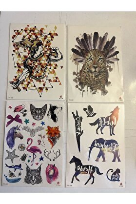 Ai̇rbrush Tattoo Büyük Boy Yapıştırma Dövme Geçi̇ci̇ Dövme Seti̇ 4 Adet Bi̇rden Model 36