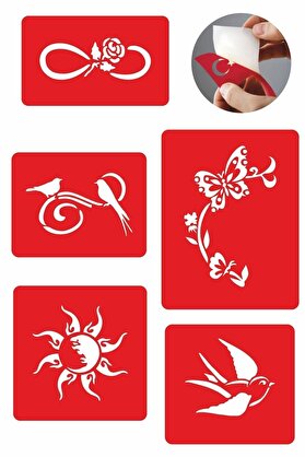 Ai̇rbrush Tattoo Bahar Sarhoşluğu 5 Adet Geçi̇ci̇ Dövme Kına Şablonu