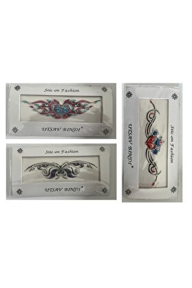 Ai̇rbrush Tattoo Taşlı Yapıştırma Dövme 3 Adet Bi̇rden Set8