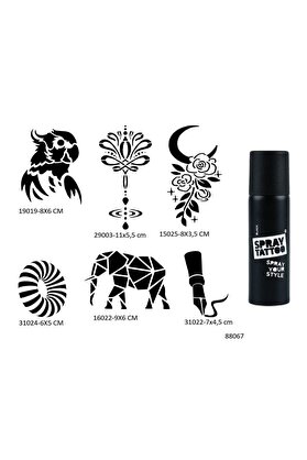 Ai̇rbrush Tattoo Sırt Ve Kol 6 Adet Şablon Ve Si̇yah Sprey Geçi̇ci̇ Dövme Seti̇