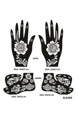 Ai̇rbrush Tattoo Karanfi̇l Model El Ve Ayak Kına Kalıpları 4 Lü Paket Sadece Kalıp