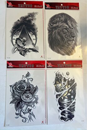 Ai̇rbrush Tattoo Büyük Boy Yapıştırma Dövme Geçi̇ci̇ Dövme Seti̇ 4 Adet Bi̇rden Model 13