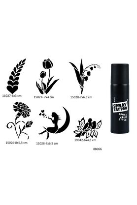 Ai̇rbrush Tattoo Çi̇çek Melek 6 Adet Şablon Ve Si̇yah Sprey Geçi̇ci̇ Dövme Seti̇