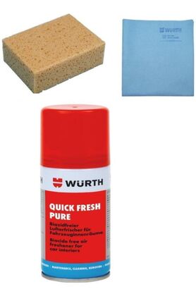 Würth Sarı Oto Yıkama Süngeri Sentetik Güderi Bezi ve İçi Tazeleme Spreyi Seti 100 ml