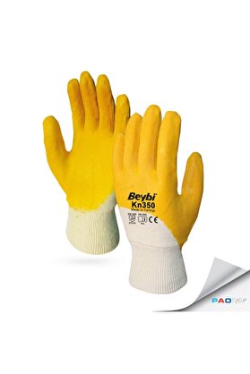Beybi Nitril Kaplı Pamuk Eldiven Kn350 - 10 Numara - (12 Çift)